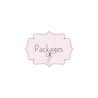 a pink logo with the word packages on it